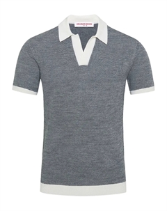 Рубашка-поло с короткими рукавами и контрастной полосой, серый Orlebar brown