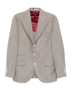 Шерстяной пиджак с тремя пуговицами, нейтральный Brunello cucinelli