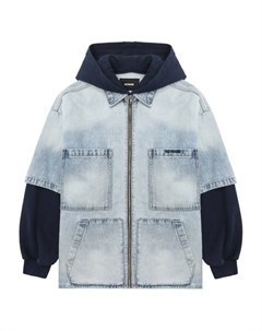 Джинсовая куртка с капюшоном на молнии, синий We11done
