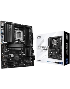 Материнская плата ATX Z890 PRO-A (LGA1851, Z890, 4*DDR5 (9066), 4*SATA, 4*M.2, 4*USB 3.2, 4*USB 2.0, USB Type-C, PCIe x16, 2*PCIe x4, HDMI, DP) Asrock