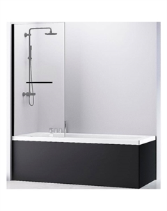 Шторка на ванну Immer Offen 80х140 AG70080B профиль Черный стекло прозрачное Abber