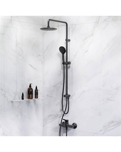 Душевая система AM.PM X-Joy F42885A24 стойка с тропическим душем, черная матовая + смеситель для душа, черный матовый Am.pm.