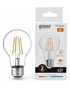 Лампа светодиодная Filament Elementary E27 9Вт 2700K 22219 Gauss