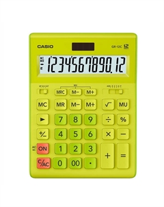 Калькулятор настольный GR-12C, 12-разрядный, кол-во функций:10, однострочный экран, салатовый (GR-12C-GN-W-EP) Casio