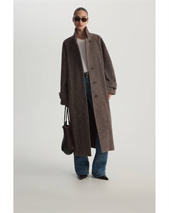 Пальто oversize в елочку шоколадного цвета 2mood