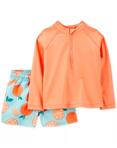 Детский комплект для плавания: рашгард и шорты с принтом "апельсиновые дольки" для мальчиков, 2 предмета, мультиколор Carter`s