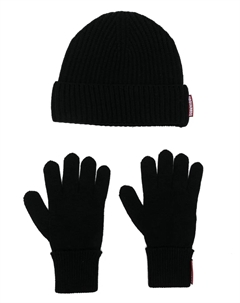 Комплект из шерстяной шапки бини и перчаток, черный Dsquared2