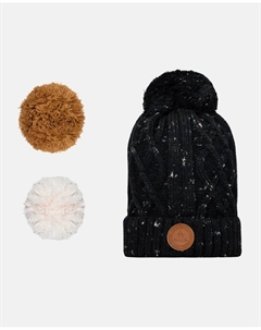 Черная шапка с тремя съемными помпонами черного, горчичного и кремового цветов, черный Cabaïa
