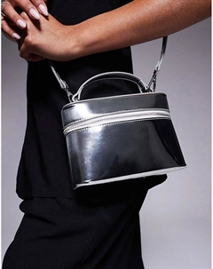 Сумка-косметичка со съемным ремешком через плечо из блестящего серебра Asos design