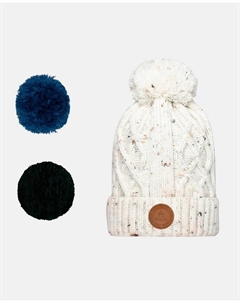 Черная шапка с тремя съемными помпонами черного, горчичного и кремового цветов, пастельно-розовый Cabaïa