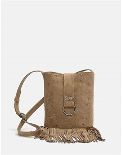 Сумка через плечо с бахромой коричневого цвета Pull & bear