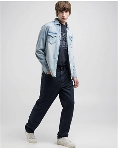 Мужская джинсовая рубашка классического кроя с длинным рукавом, синий Replay