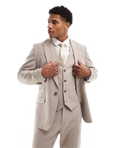 Новый облегающий пиджак бежевого меланжа Asos design