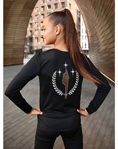 Лонгслив спортивный для девочки, Черный Wildwins