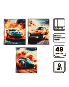 Комплект тетрадей из 3 штук, 48 листов в клетку на гребне Calligrata