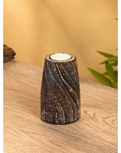 Подсвечник, d=4 см, 9×9×12 см, дерево джати, темно-коричневый Nobrand