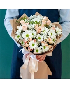 Букет с кустовой розой и хризантемой Цветник цветы и подарки