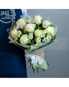 Сборный букет с розой и альстромерией Цветник цветы и подарки