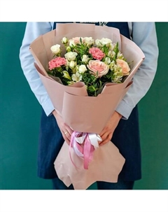 Сборный букет с диантусами, кустовой розой, альстромерией Цветник цветы и подарки