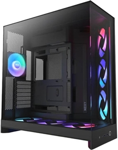 Корпус eATX H9 Flow RGB+ CM-H92FB-P1 черный, без БП, боковая панель из закалённого стекла, 2*USB 3.2, USB Type-C Nzxt