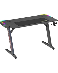 Стол Cactus CS-GTZ-BK-RGB игровой, столешница ДСП черная, каркас черный