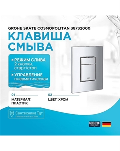 Клавиша смыва Skate Cosmopolitan 38732000 Хром Grohe