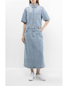 Платье-макси джинсовое с коротким рукавом и карманами Marc o’polo denim