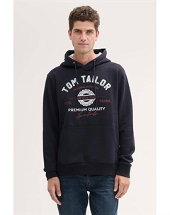 Худи хлопковое с карманом и логотипом Tom tailor