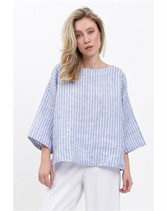Блуза льняная в полоску Fabretti