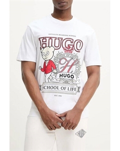 Футболка хлопковая с принтом Hugo