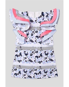 Платье хлопковое с оборками и принтом Choupette