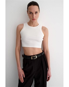 Топ хлопковый укороченный в рубчик Laroom