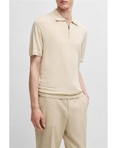 Поло вязаное с воротником на молнии Boss