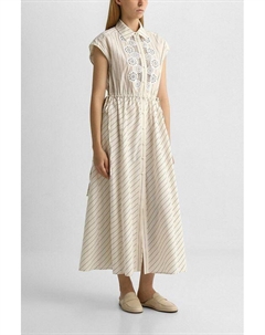 Платье макси хлопковое со вставками из кружева Twinset