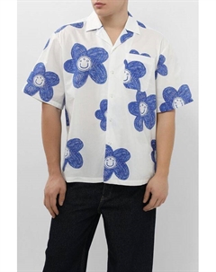 Рубашка хлопковая с принтом Hugo blue