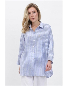 Рубашка льняная в полоску Fabretti