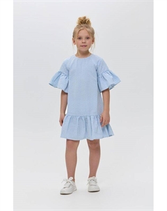 Платье хлопковое в мелкую клетку с оборками Choupette