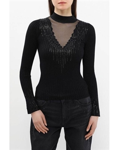 Джемпер с бисером и вставкой из сетки Guess