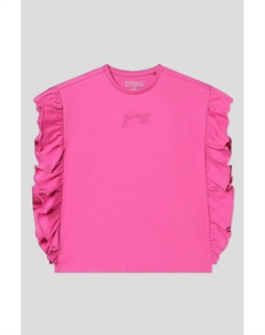 Футболка хлопковая без рукавов с рюшами Guess