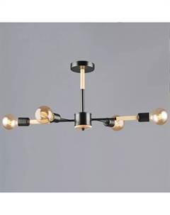 Люстра на штанге 99960-0.3-04 BK+WOOD Reluce