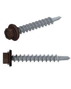 Саморез кровельный SM-66086-7000, 4.8х19 мм, цинк, шайба с прокладкой, PT3, RAL 8017, 7000 штук в коробе Starfix