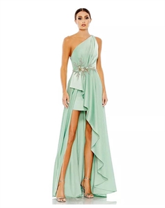 Женское асимметричное платье с одним плечом и декоративными элементами, зеленый Mac duggal