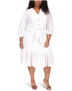 Платье Plus Size Pinstripe Tie Midi, белый Michael michael kors