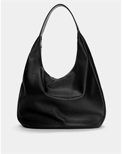 Сумка-шоппер из искусственной кожи черного цвета Pull & bear