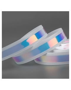 Лента декоративная, с голографией, 20 мм, 9.1±0.5 м, белая Арт узор