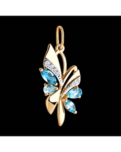 Подвеска из золота с голубыми топазами и фианитами Sokolov