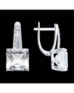 Серьги из белого золота с бриллиантами и горным хрусталем Sokolov