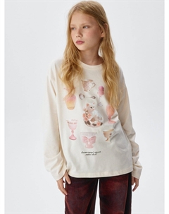 Лонгслив оверсайз с принтом для девочек Sela