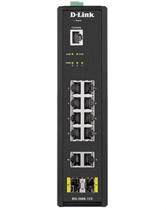 Коммутатор промышленный управляемый DIS-200G-12S/A1A 10x10/100/1000Base-T, 2x1000Base-X SFP, L2 D-link