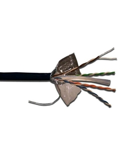 Кабель витая пара F/UTP 6 кат. 4 пары LAN-6EFTP-WP-OUT 23AWG(0.55 мм), медь, одножильный (solid), внешний, с гидрофобом, PE, чёрный, уп/305м Lanmaster